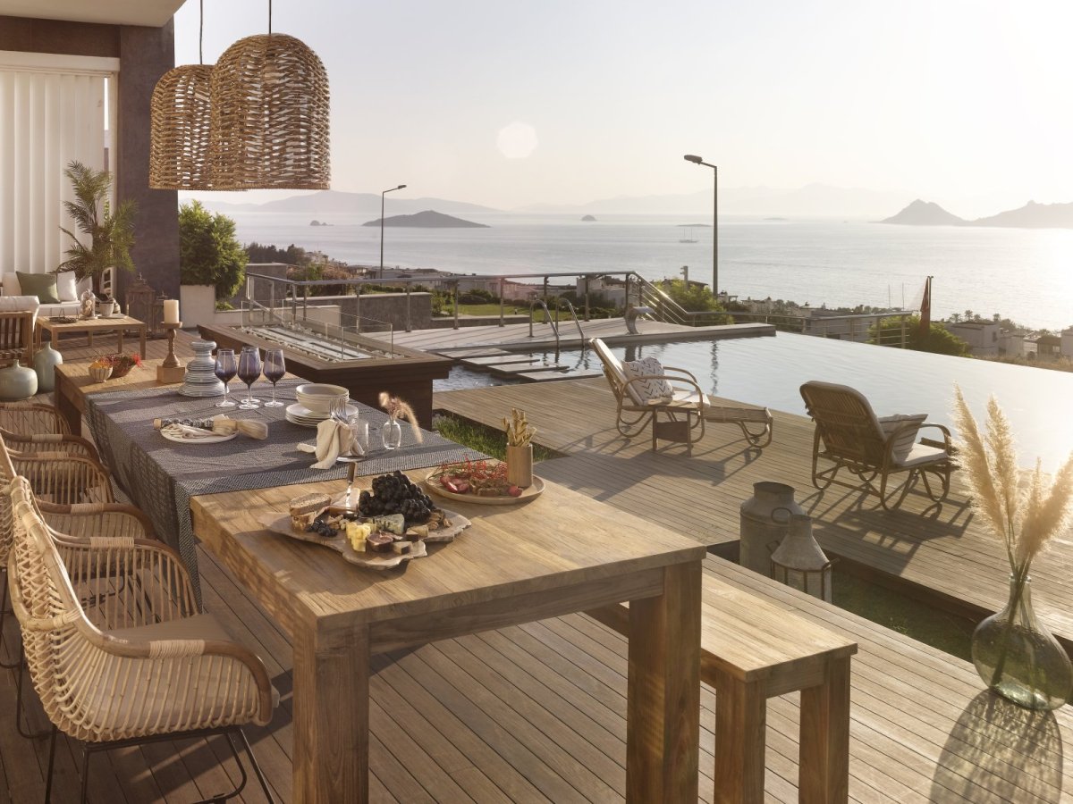 Bodrum Turgutreis Özel Yüzme Havuzlu ve Deniz Manzaralı 8 Yatak Odalı Tatil Villası