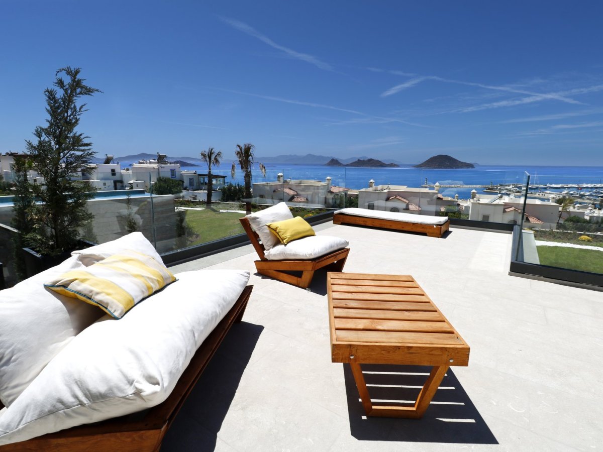 Bodrum Turgutreis Özel Yüzme Havuzlu ve Deniz Manzaralı 6 Yatak Odalı Tatil Villası Kiralık