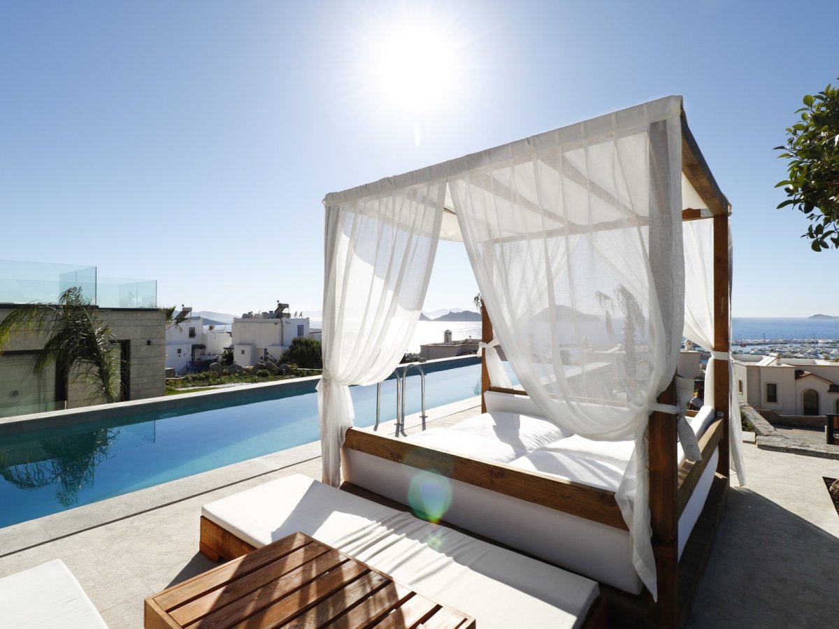 Bodrum Turgutreis Özel Yüzme Havuzlu ve Deniz Manzaralı 6 Yatak Odalı Tatil Villası Kiralık