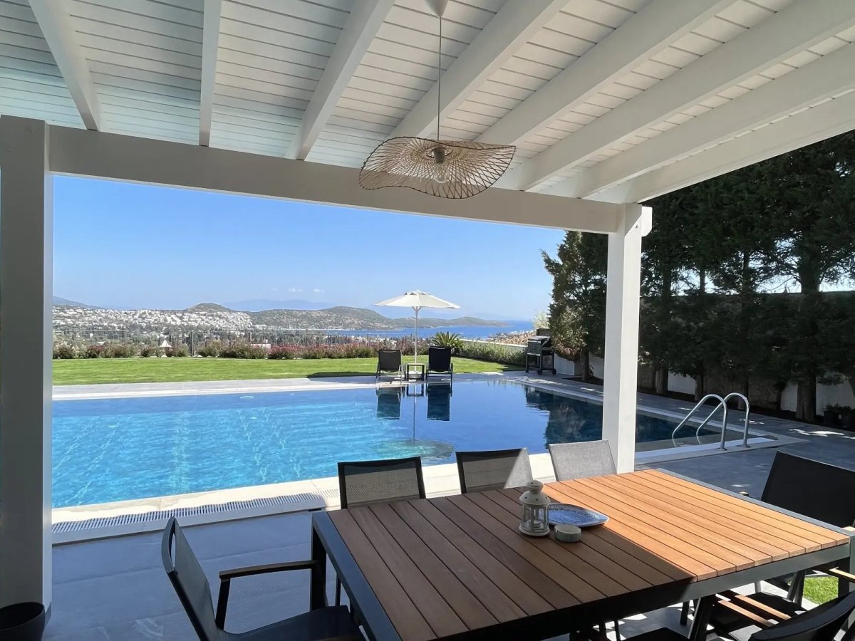 Bodrum Turgutreiste 5 Odalı Özel Havuzlu Deniz Manzaralı Villa Su